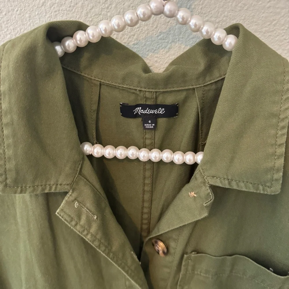 Madewell Olive Green Collared Jumpsuit - Picture 2 of 3